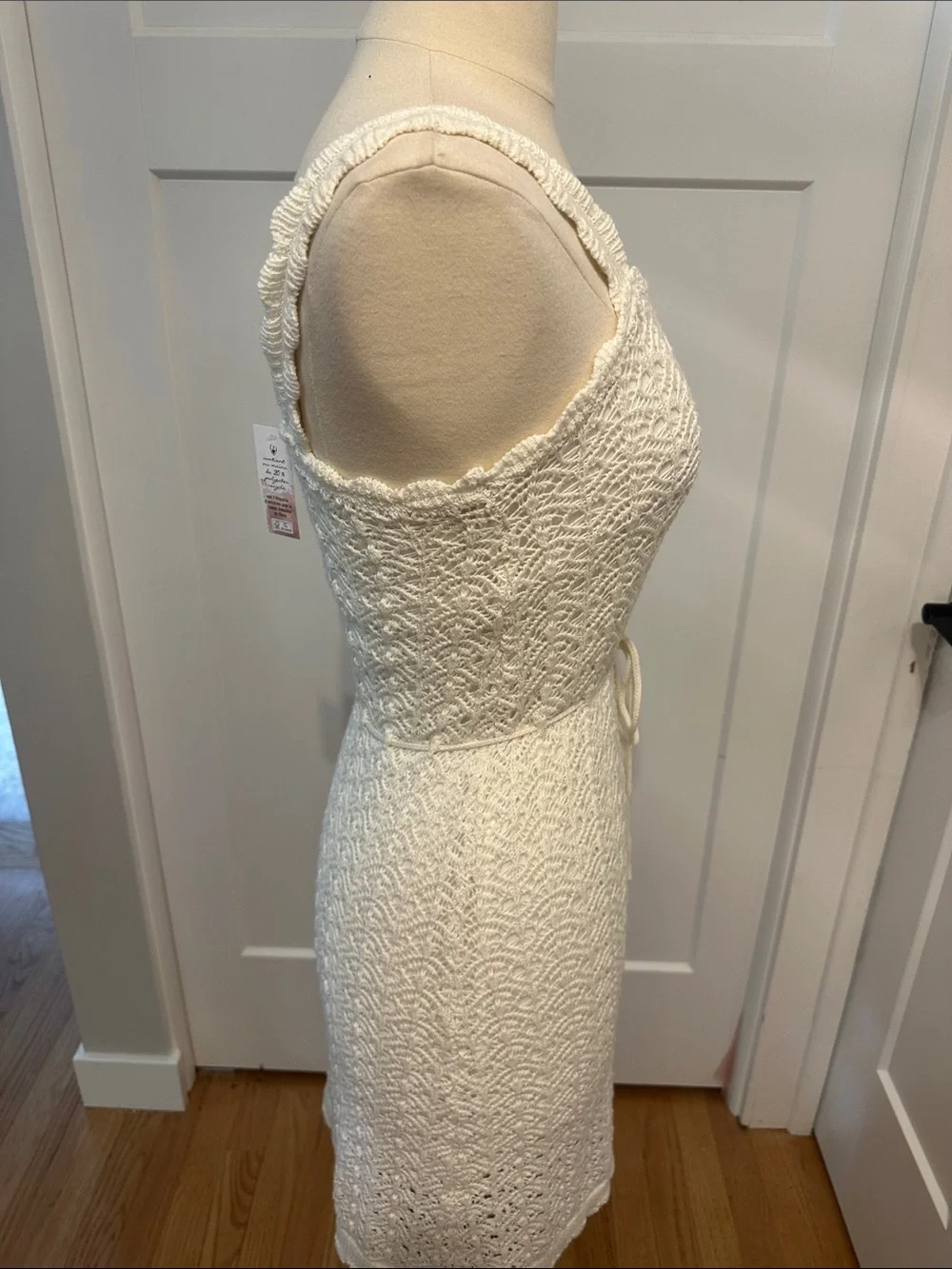 Jessica Simpson White Crochet Tie-Waist Mini Dress - Picture 2 of 8